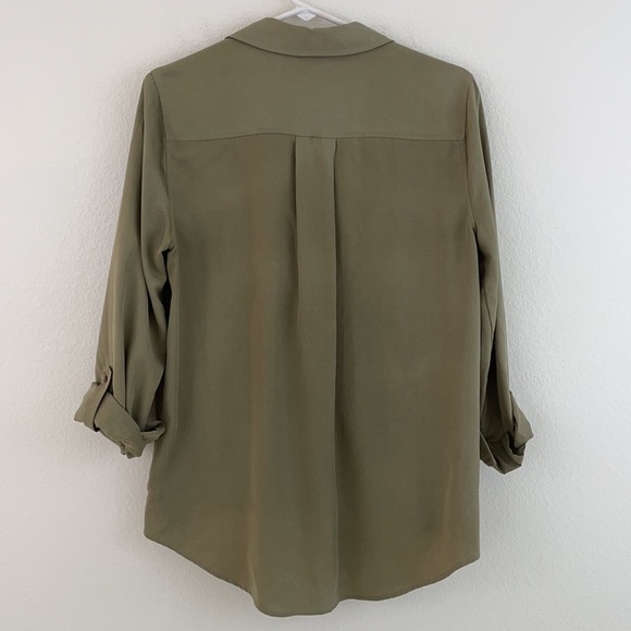 Anthropologie Holding Horses Army Green Utility Wrap Front Blouse - Picture 6 of 9